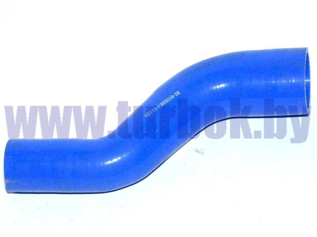 Шланг подводящий (патрубок радиатора верхний,L=290,D=58/43) S-образный КАМАЗ синий силикон